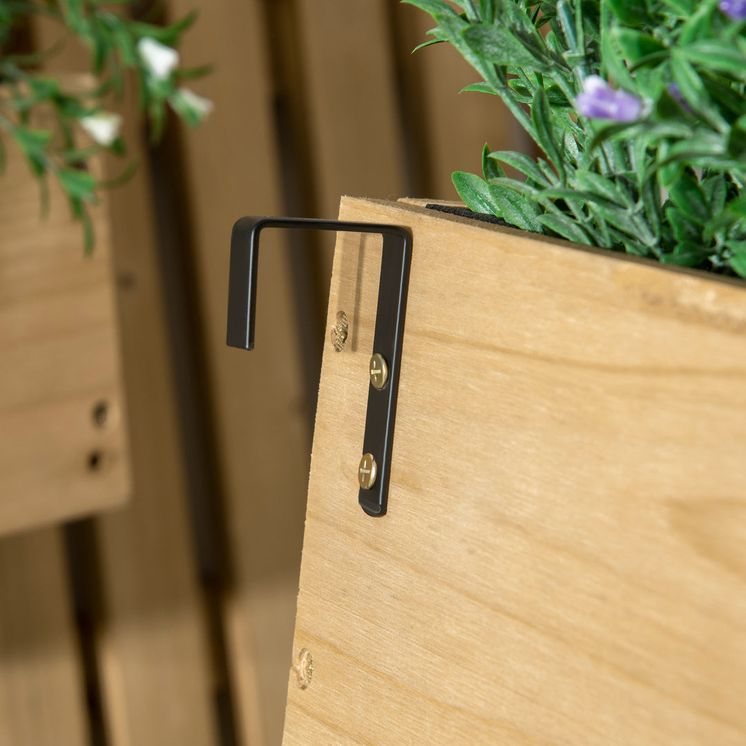 Wall-mounted Wooden Garden Planters with Trellis, Drainage Holes and 3 Planter Boxes for Patio, Natural