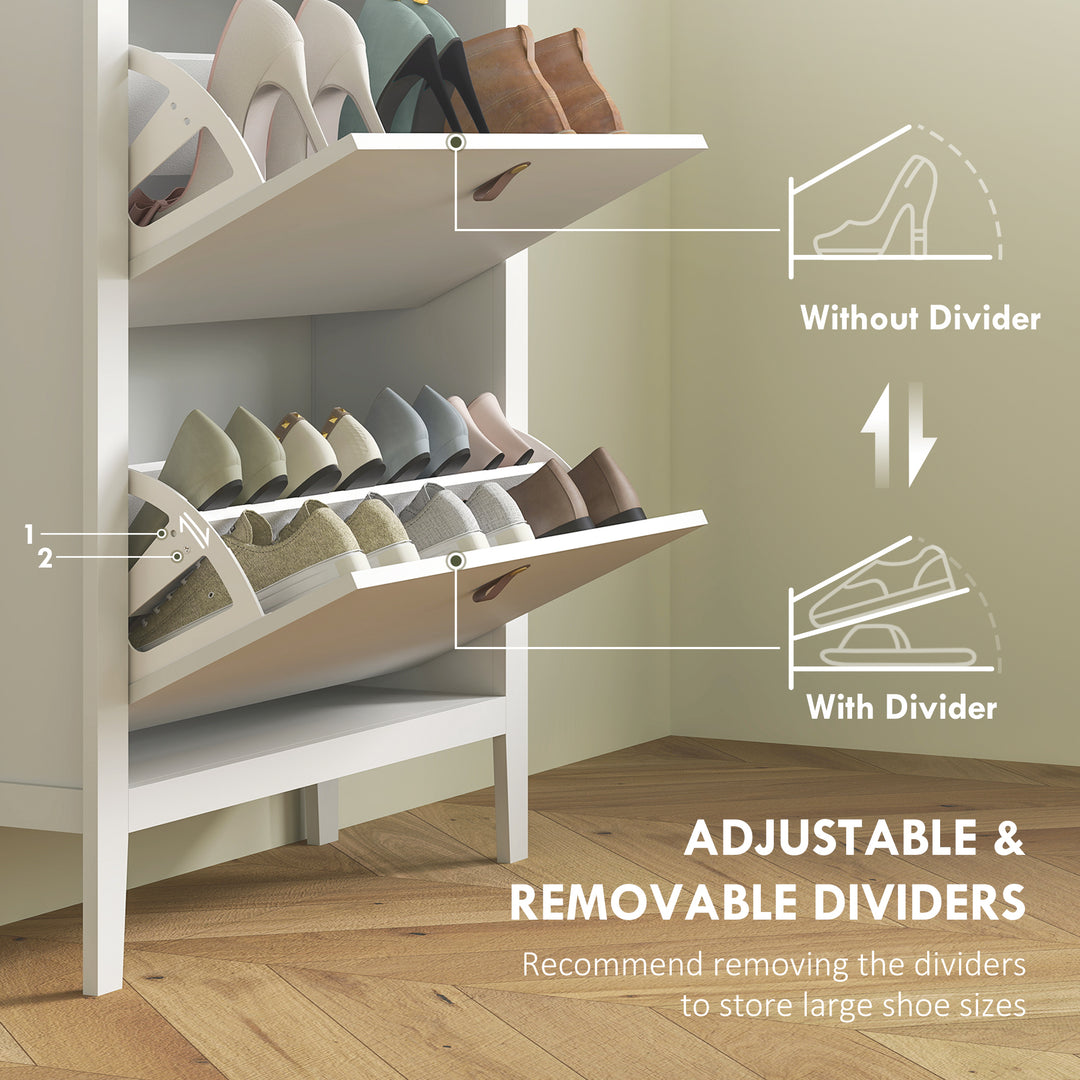 Modern Two-Drawer Shoe Cabinet - White