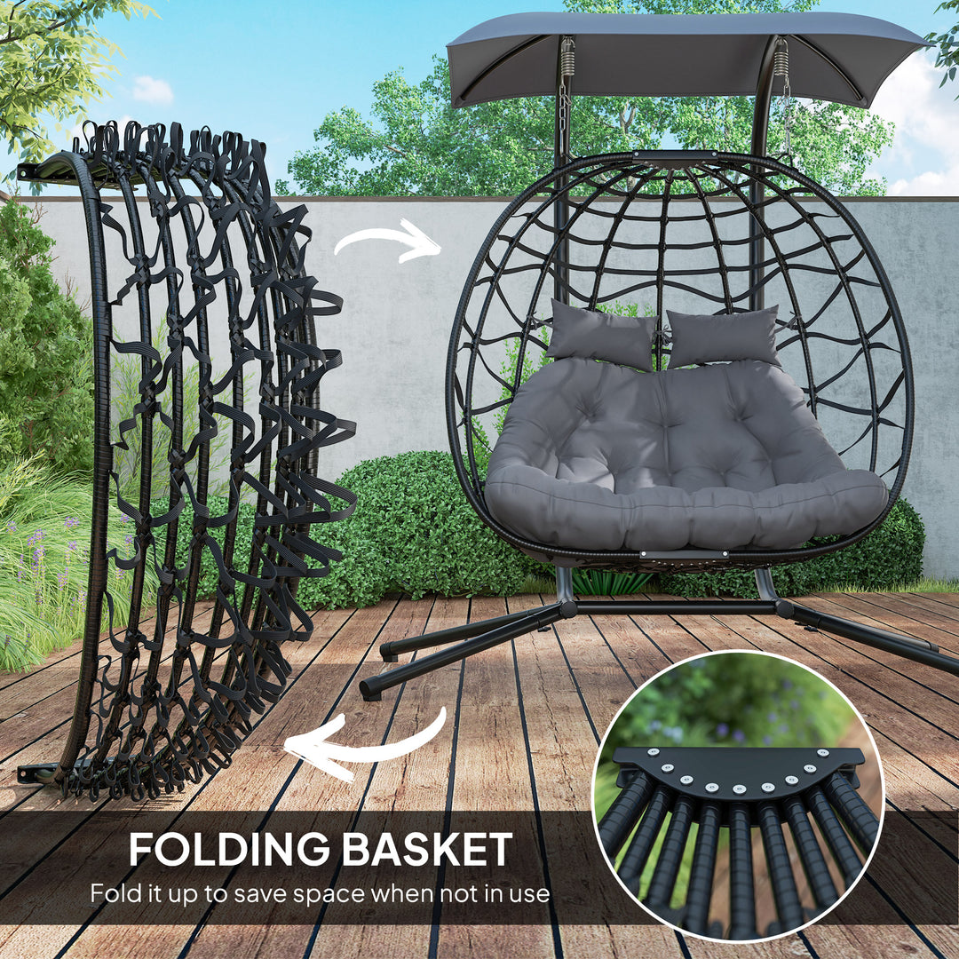 Two-Seater Rattan Egg Chair - Black