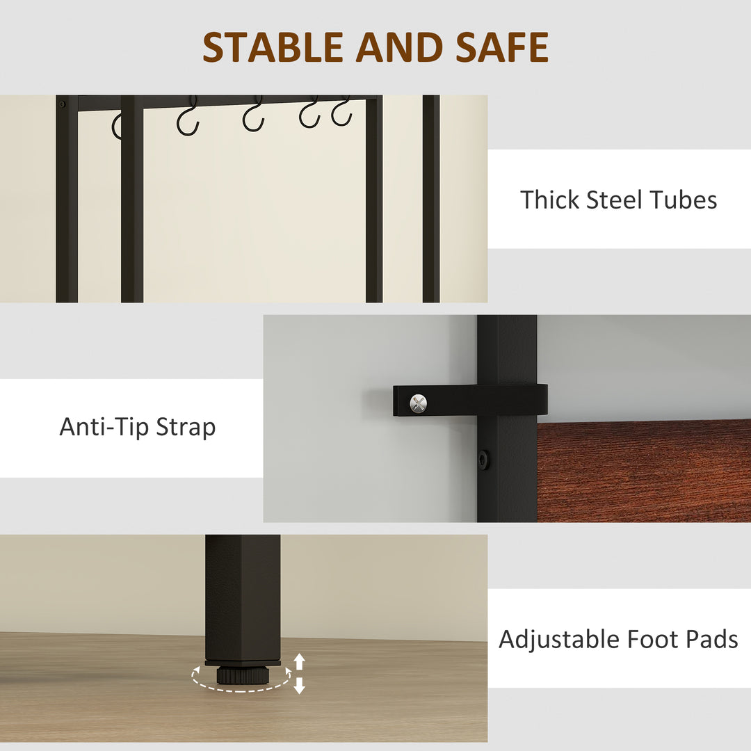 5-In-1 Industrial-Style Hallway Tree - Brown/Black