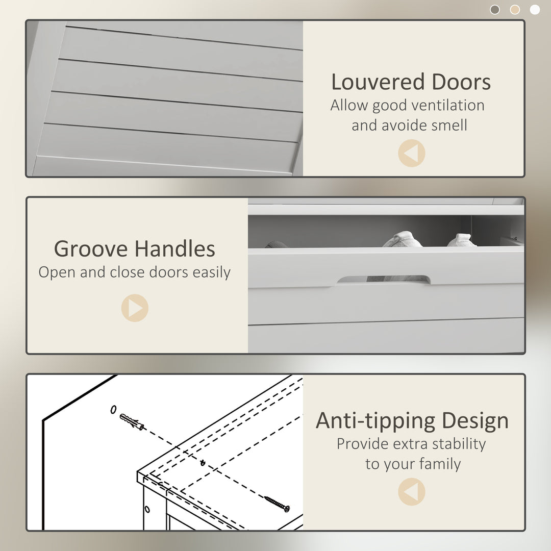 Narrow Shoe Cabinet with 3 Flip Drawers - White