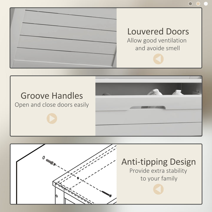 Narrow Shoe Cabinet with 3 Flip Drawers - White