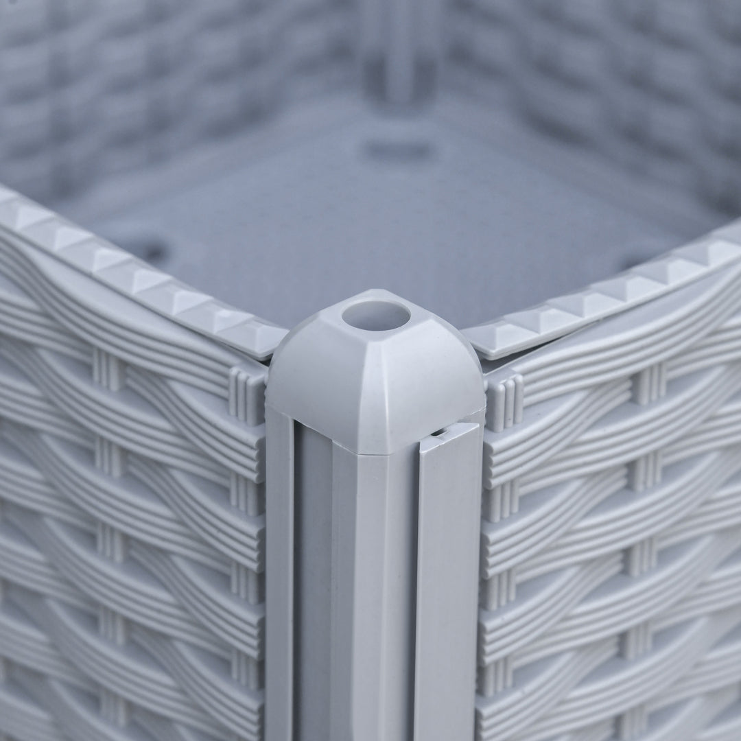 Set of Two Rattan-Effect Planters - Grey