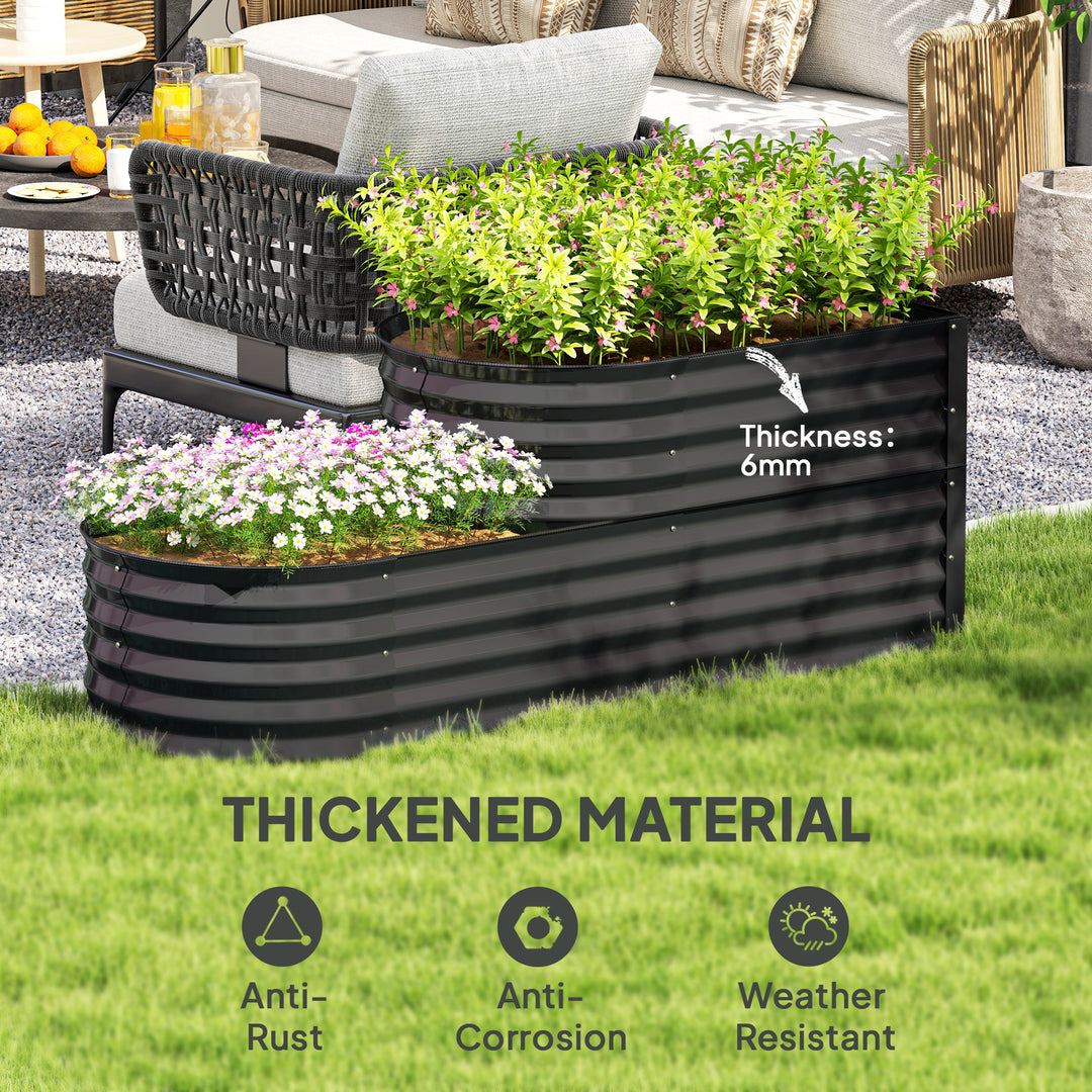 Two-Tier Galvanised Steel Garden Planter - Dark Grey