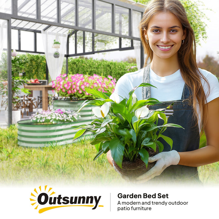 Two-Tier Galvanised Steel Garden Planter - Light Green