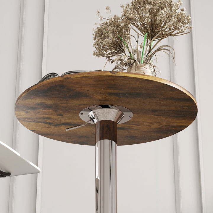 MCL Round Bar Table, 360 Degree Swivel Counter Pub Table with Adjustable Height, for Kitchen, Cafe, Rustic Brown