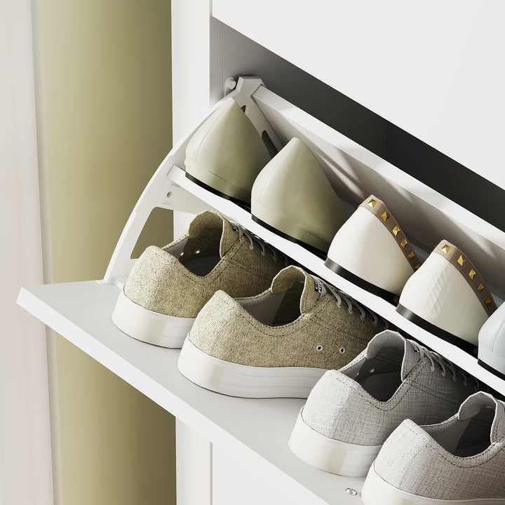 Modern Three-Drawer Shoe Cabinet - White