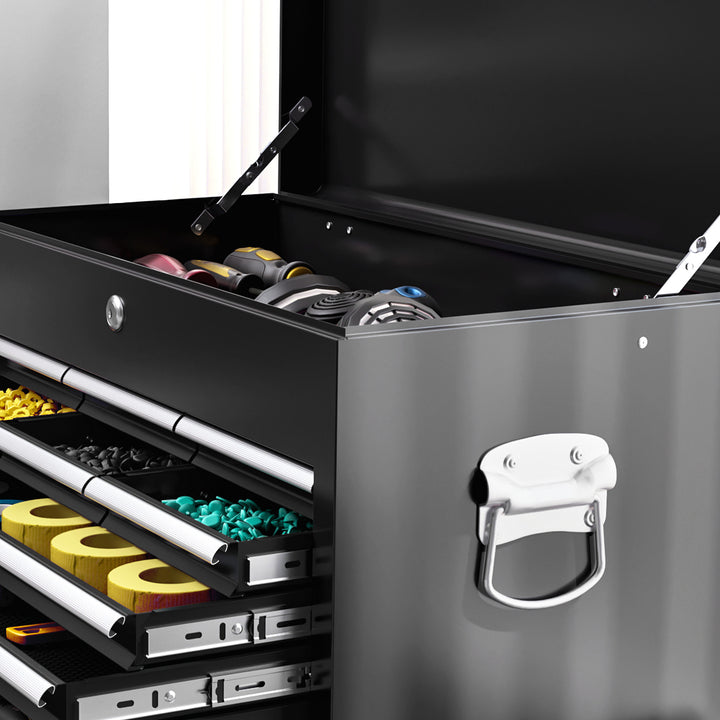 14 Drawer, Two-Part Tool Storage Chest on Wheels - Black