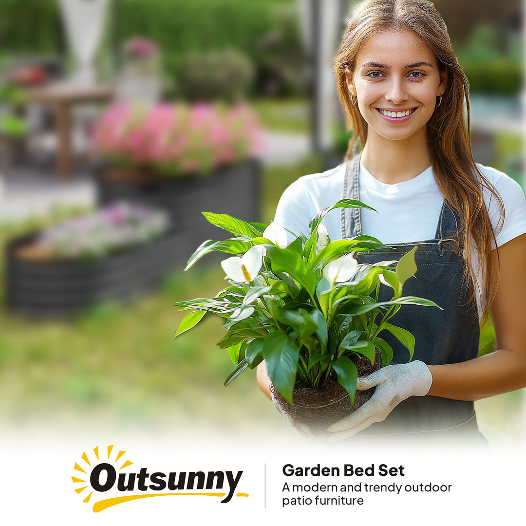 Two-Tier Galvanised Steel Garden Planter - Dark Grey