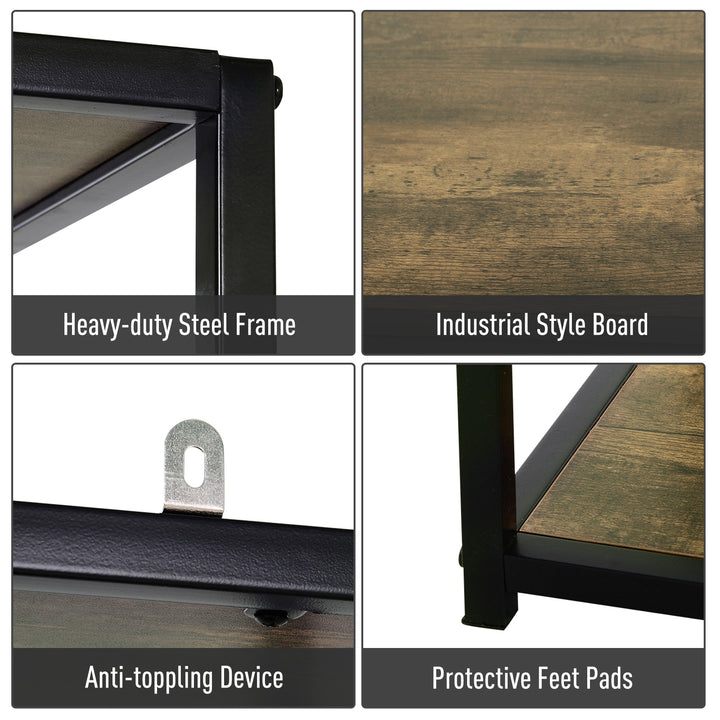 6 Tier Bookcase, Industrial Tall Shelf Unit with Steel Frame for Home Office, Study, Living Room, Hallway, 82 x 33.5 x 175 cm, Rustic Brown and Black