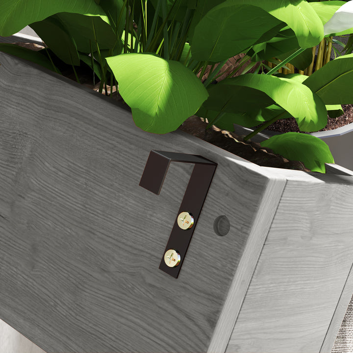 Wall-mounted Wooden Garden Planters with Trellis, Drainage Holes and 3 Planter Boxes for Patio, Grey