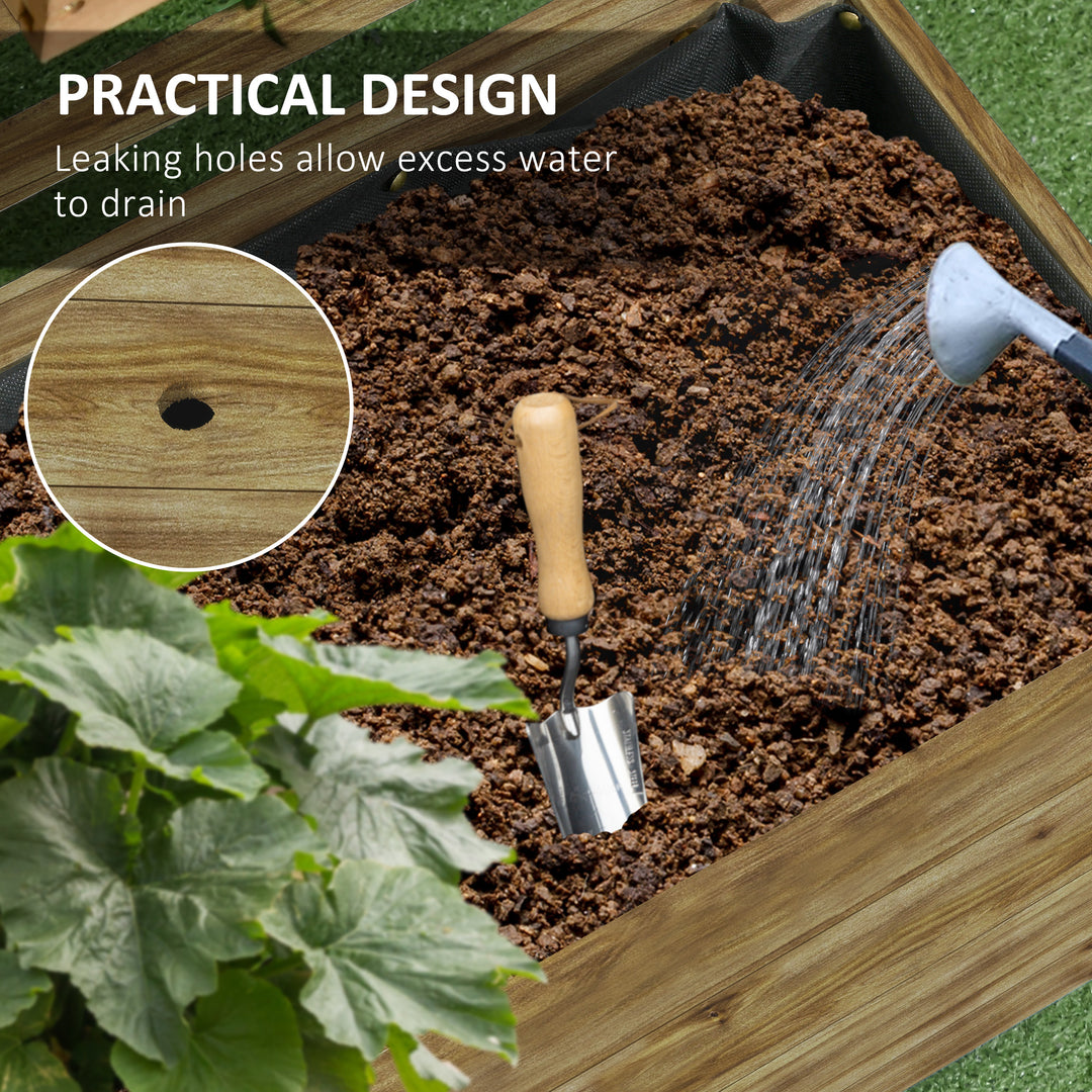 Wooden Raised Planter, with Back Trellis - Natural Finish