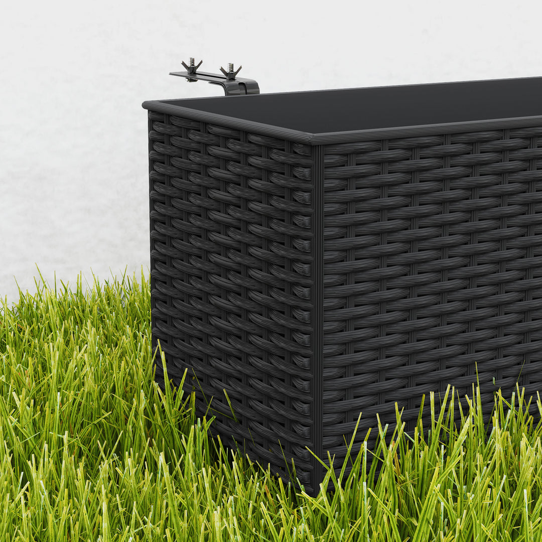 Set of Two Rattan-Effect Planters - Black