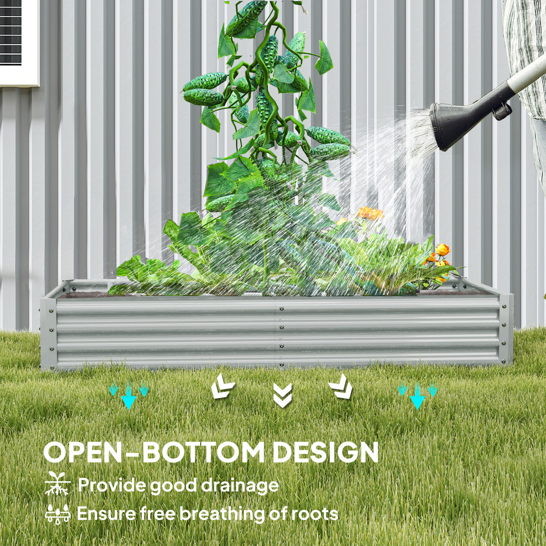 180 x 90cm Galvanised Steel Open Planter - Silver