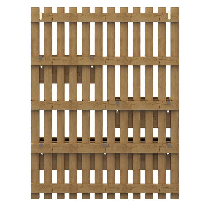 Set of 2 Wall-mounted Wooden Garden Planters with Trellis, Drainage Holes and Movable Planter Boxes, Wall Raised Garden Bed for Patio, Carbonised