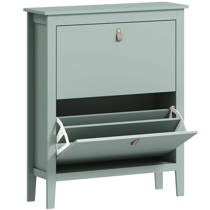 Modern Two-Drawer Shoe Cabinet - Green