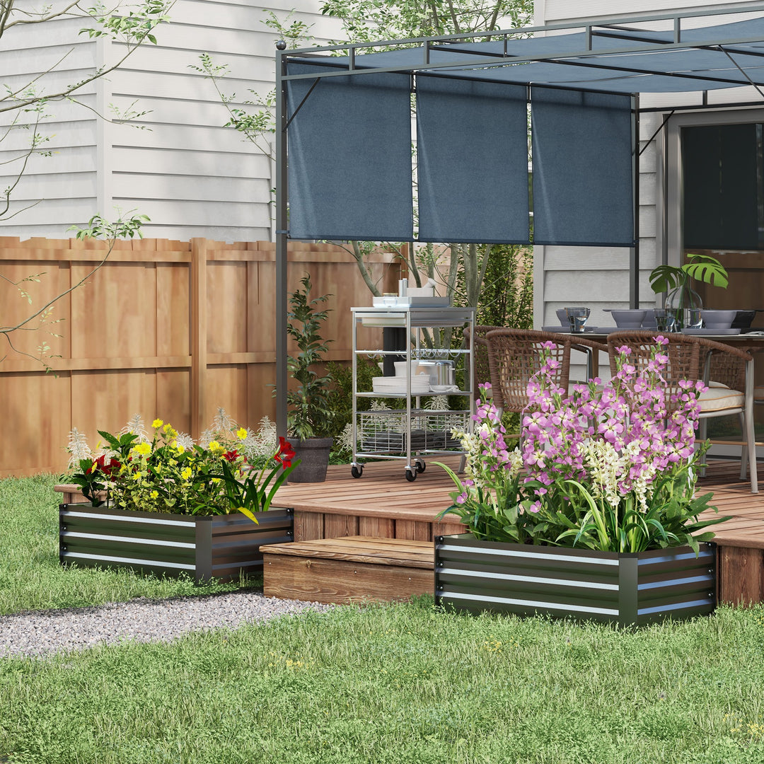 Set of Two 100 x 60cm Steel Planter Boxes - Grey