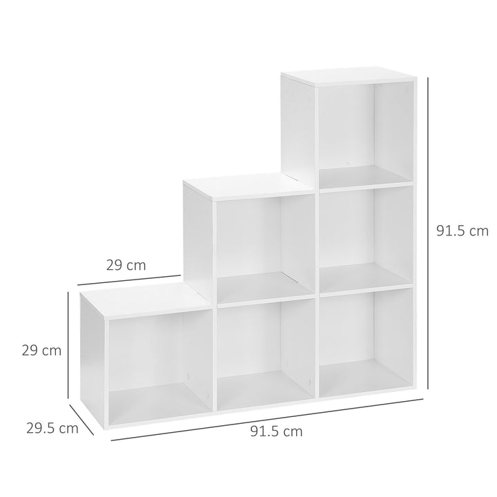 3-tier Step 6 Cubes Storage Unit Particle Board Cabinet Bookcase Organiser Home Office Shelves - White
