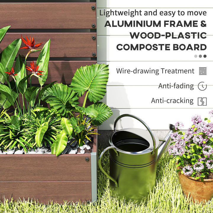 Raised Bed for Garden, Planter with Trellis for Climbing Plants, Vines, Planter Box with Drainage Gap, Light Brown