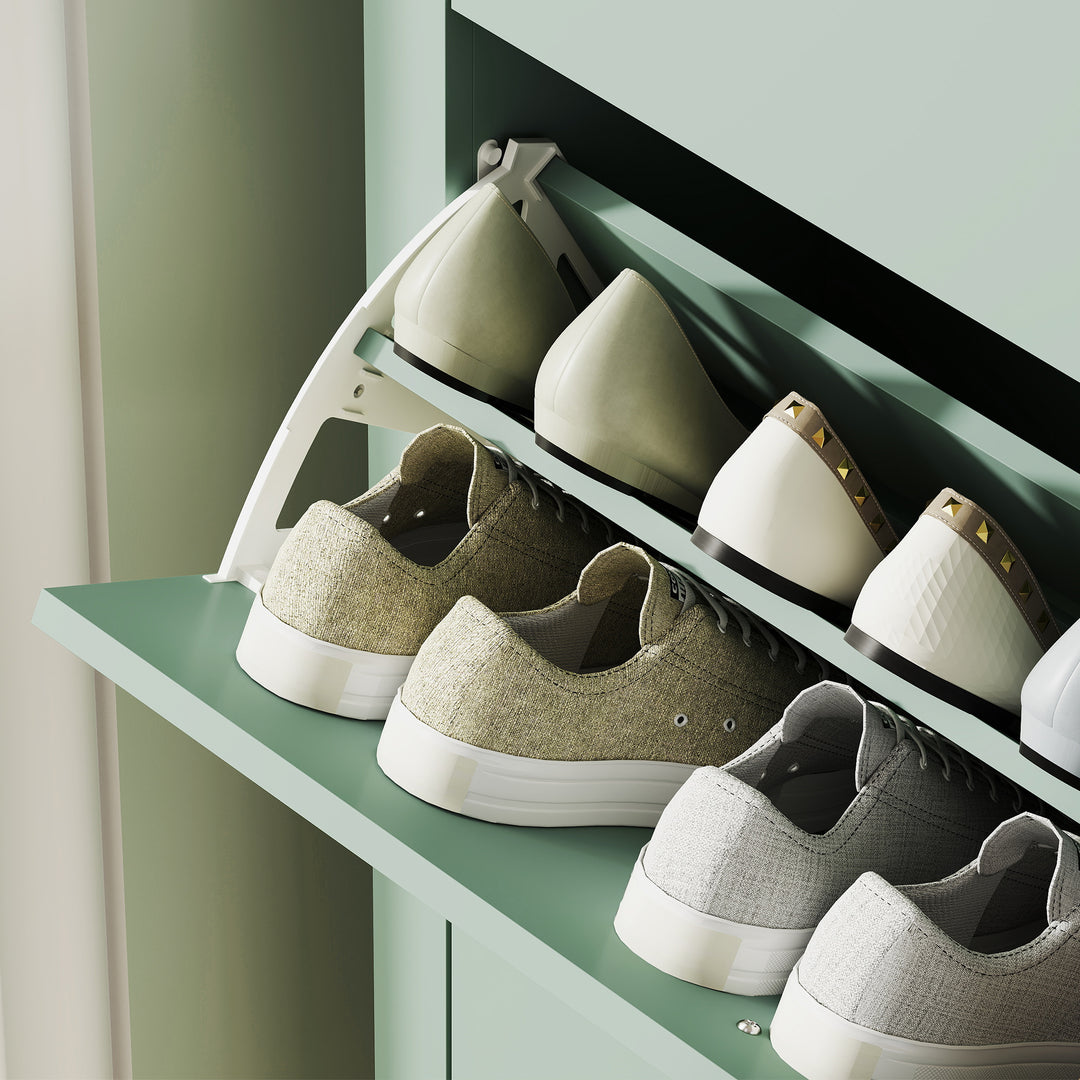 Modern Three-Drawer Shoe Cabinet - Green