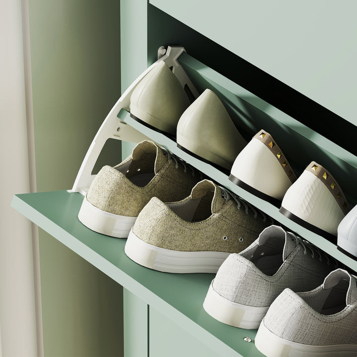 Modern Three-Drawer Shoe Cabinet - Green