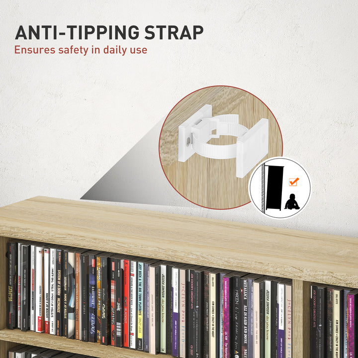 16-Compartment Media Shelf - Nature Wood Finish