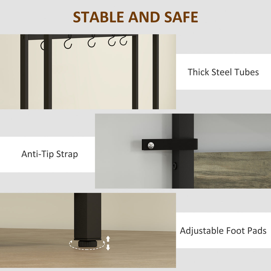 5-In-1 Industrial-Style Hallway Tree - Grey/Black