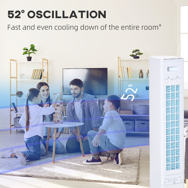 Portable Air Cooler, 3L Tank Evaporative Ice Cooling Tower Fan with 3 Modes, 3 Speeds, Remote, Timer, 60° Oscillating, Portable Swamp Cooler for Home Bedroom, White