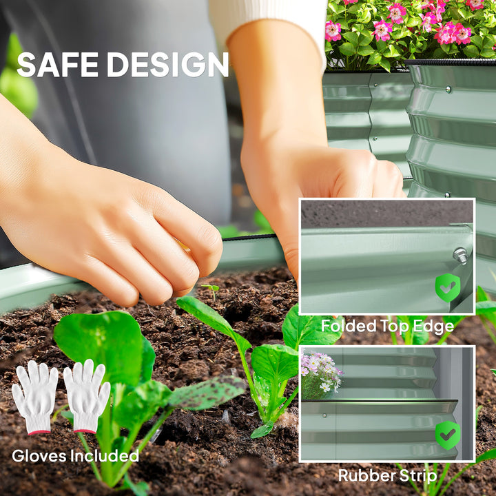 Two-Tier Galvanised Steel Garden Planter - Light Green