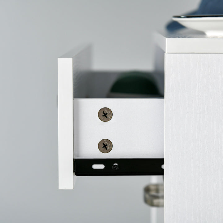 MCL Shoe Cabinet with 3 Flip Drawers, High Gloss Shoe Storage Cabinet with Top Drawer and Adjustable Shelves, Shoe Cupboard for 18 Pairs, White