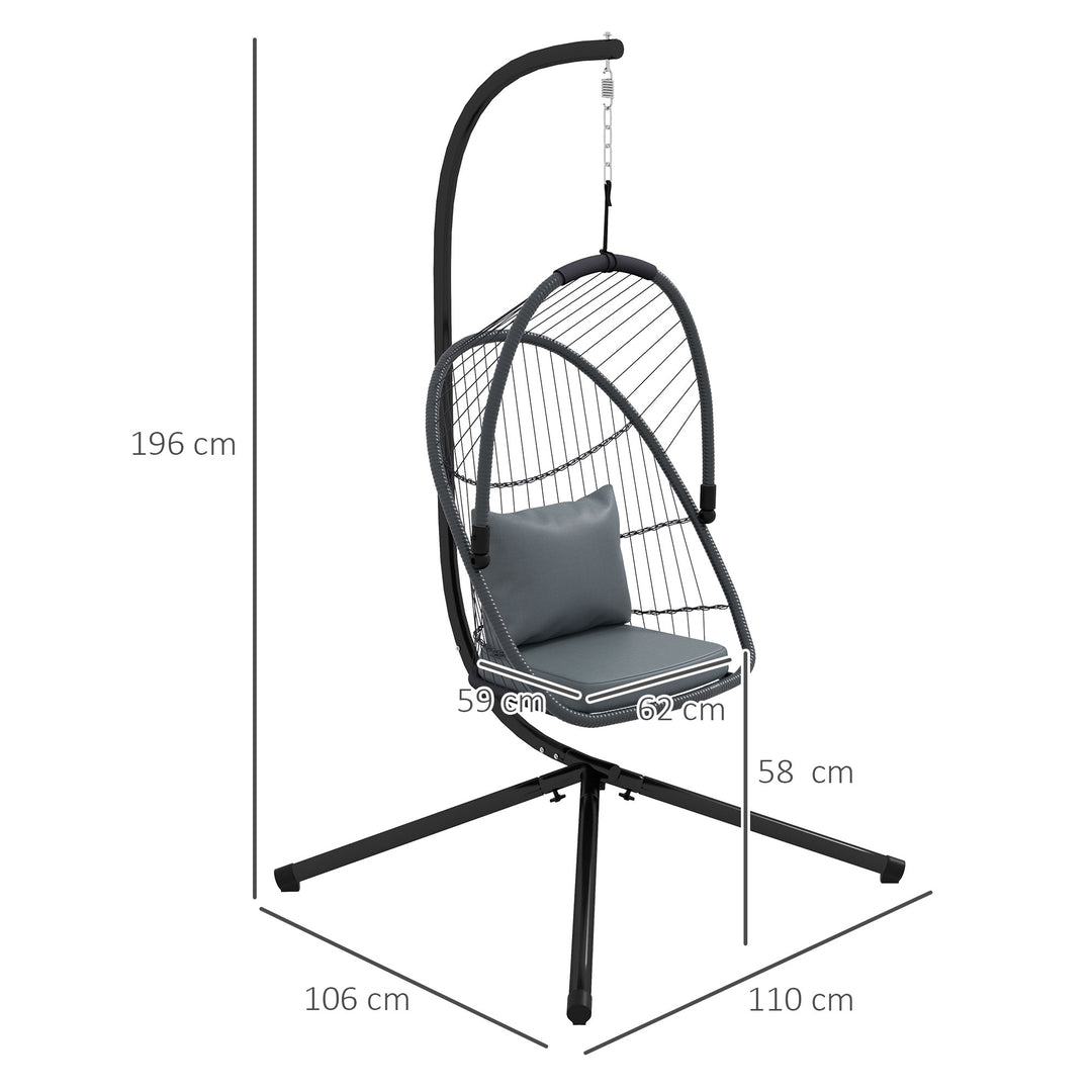 Single Egg Chair, with Steel Frame Stand - Grey