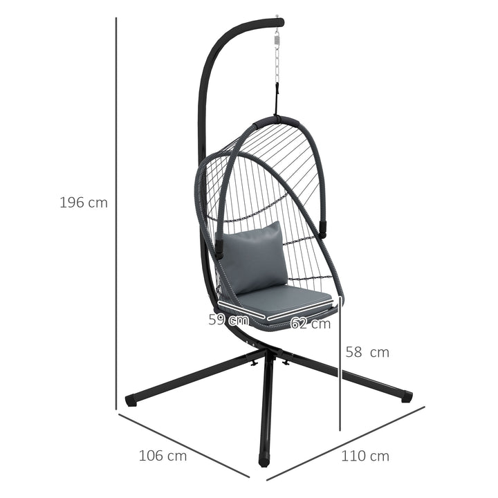 Single Egg Chair, with Steel Frame Stand - Grey