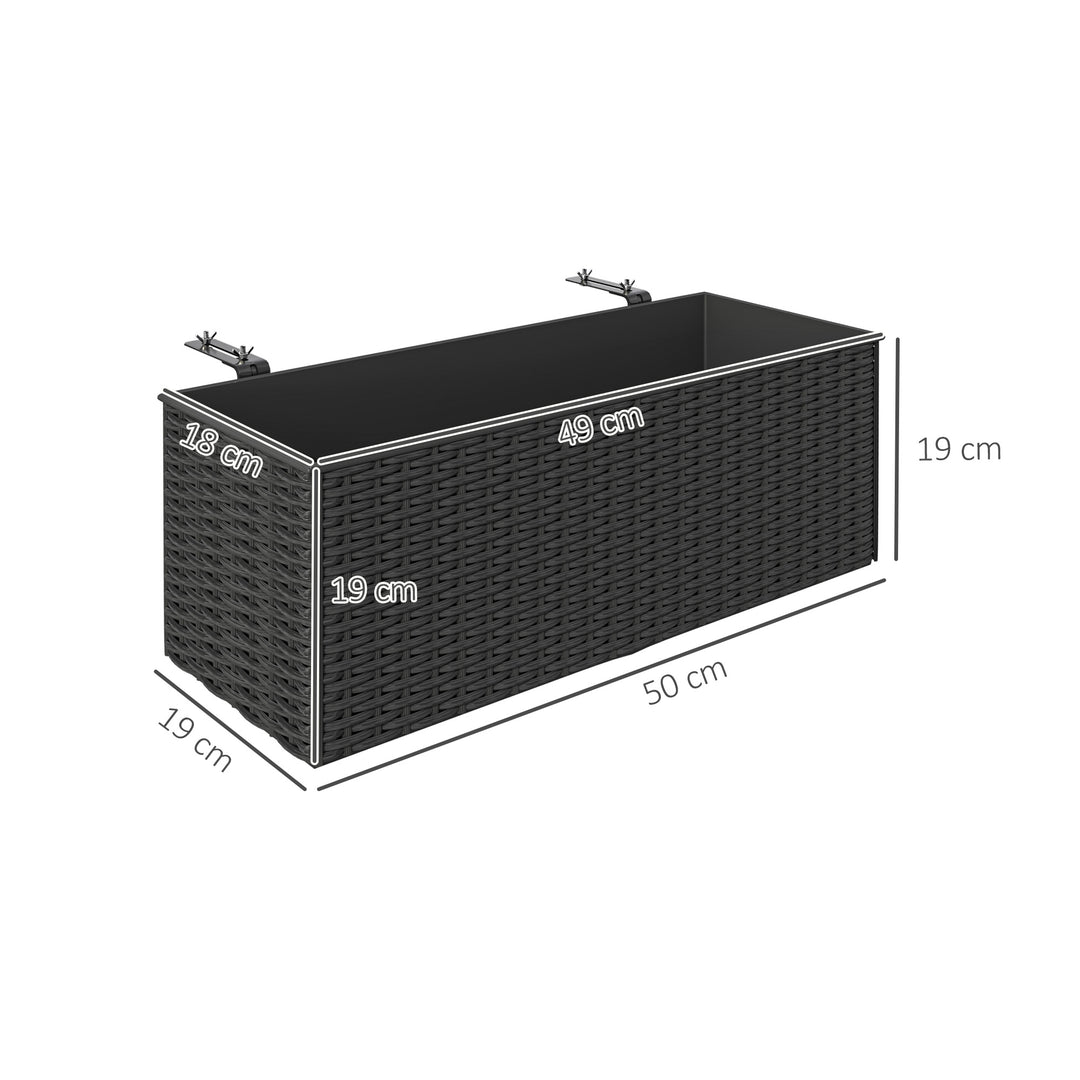 Set of Two Rattan-Effect Planters - Black