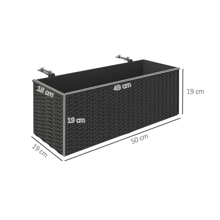 Set of Two Rattan-Effect Planters - Black