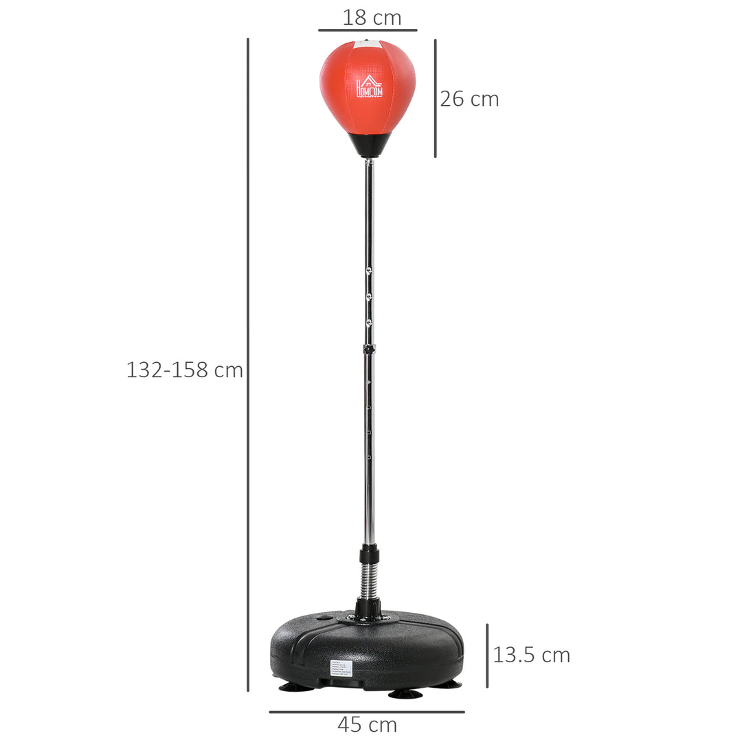 Punching Bag with Stand, 132-158cm Adjustable Height, for Teens, Red/Black