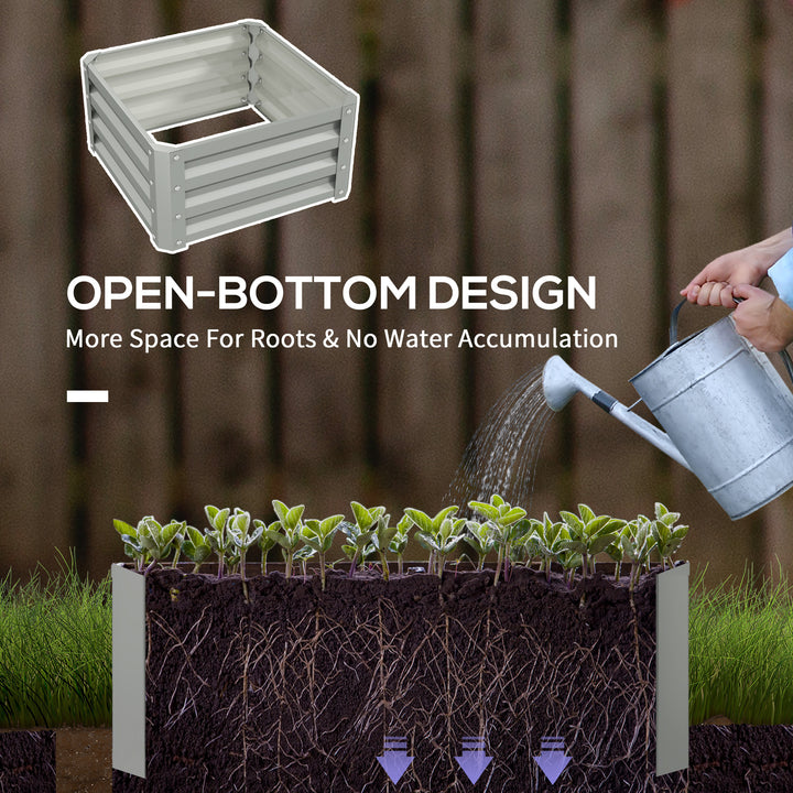 Set of Two 60 x 60cm Steel Planter Boxes - Light Grey