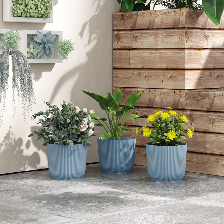 Set of Three Ф22cm Planters - Blue