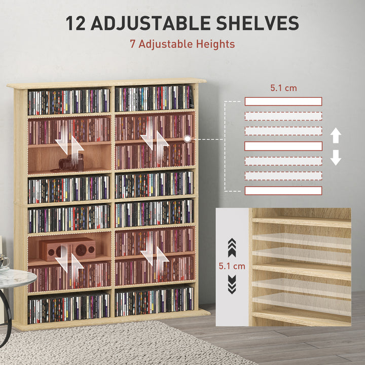 16-Compartment Media Shelf - Nature Wood Finish