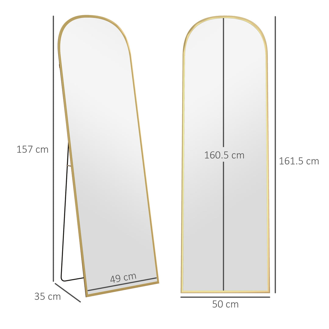 162cm Aluminium Frame Standing Mirror - Gold