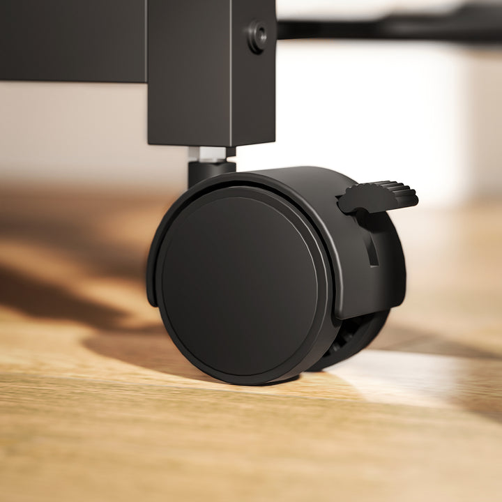 4-Tier Printer Stand with Power Outlets and Wheels - Rustic Brown