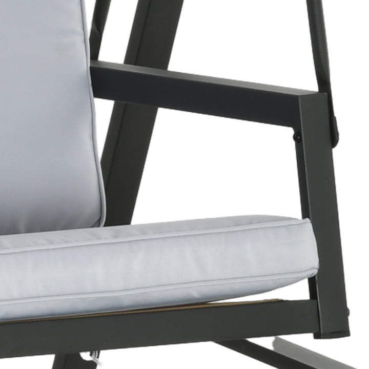Three-Seat Garden Swing Chair, with Adjustable Canopy - Grey