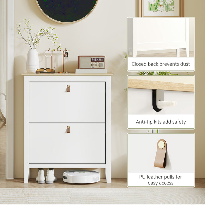 Modern Two-Drawer Shoe Cabinet - White