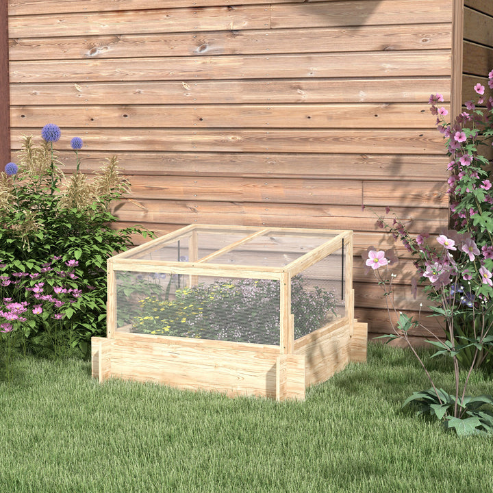 2-In-1 Wooden Greenhouse Planter Box - Natural