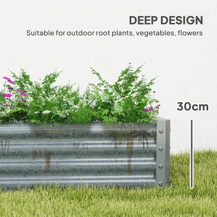 180 x 90cm Galvanised Steel Open Planter - Silver