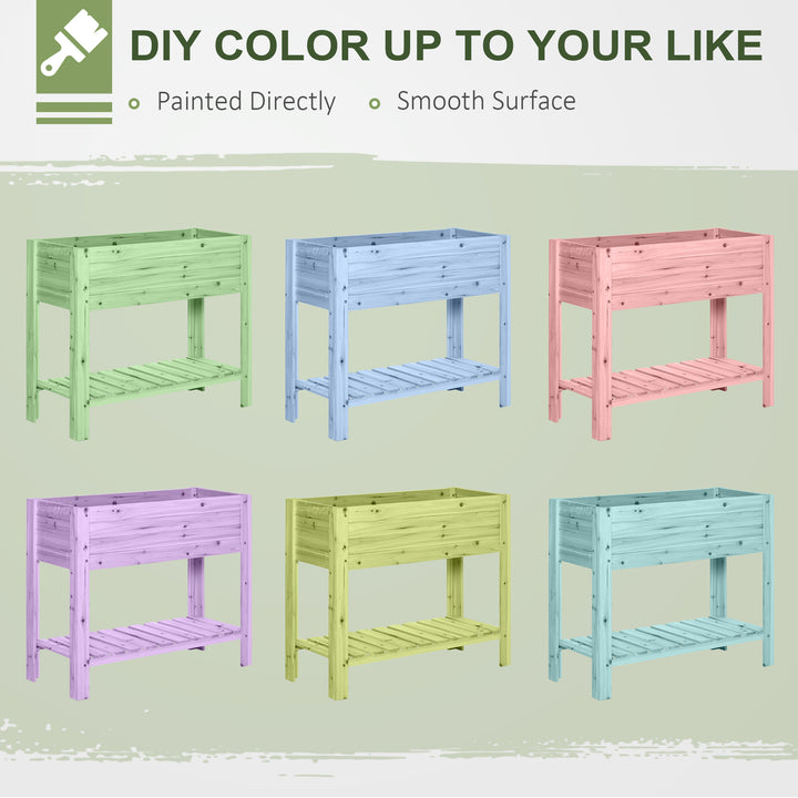 Wooden Raised Plant Stand Outdoor Flower Bed Box with Clapboard 100 x 40 x 84cm