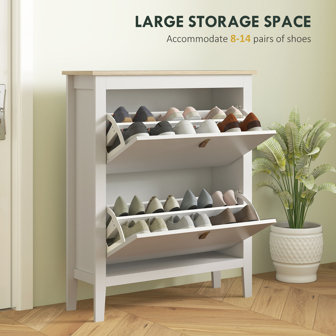 Modern Two-Drawer Shoe Cabinet - White