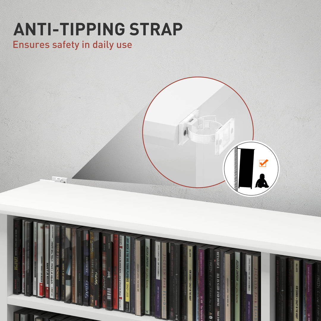 16-Compartment Media Shelf- White