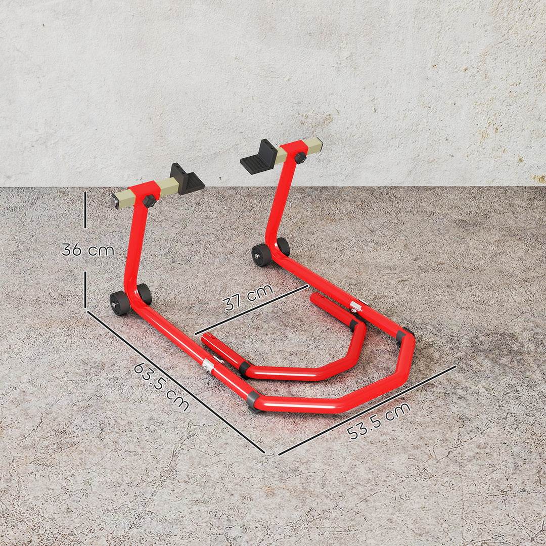 Motorcycle Stand, Front/Rear Paddock Stand, with 390 kg Weight Capacity, Red