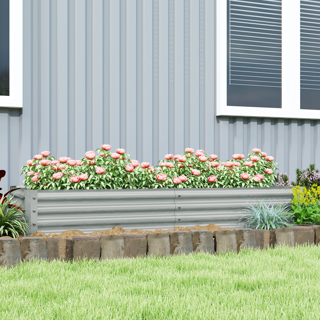 180 x 90cm Galvanised Steel Open Planter - Silver