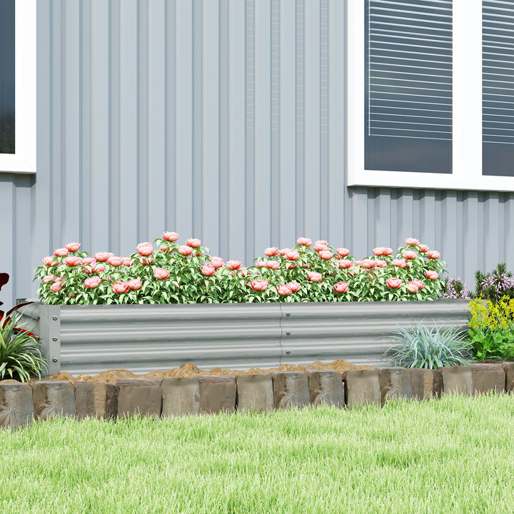 180 x 90cm Galvanised Steel Open Planter - Silver